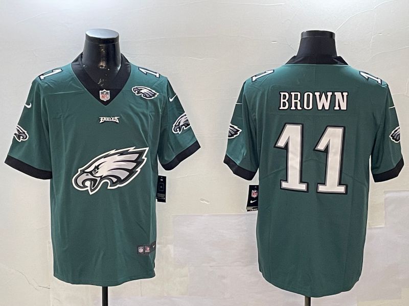 Men 2025 Philadelphia Eagles #11 Brown Green Nike Limited NFL Jersey style 52